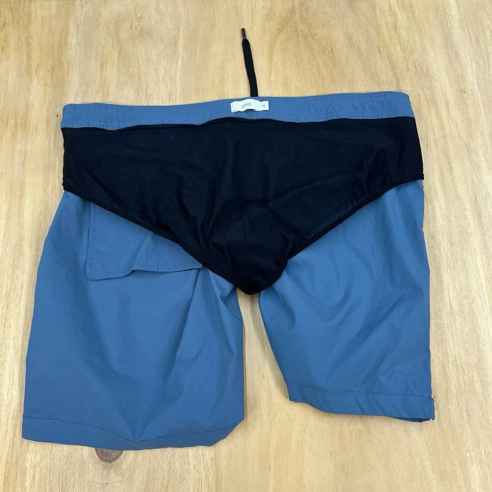 Onia The Calder Swim‎ Trunks Lined Shorts Mens 36x7 Blue Performance Drawstring - Picture 11 of 14